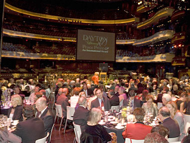 The dinner and ceremony held on the stage of the Schuster Center.